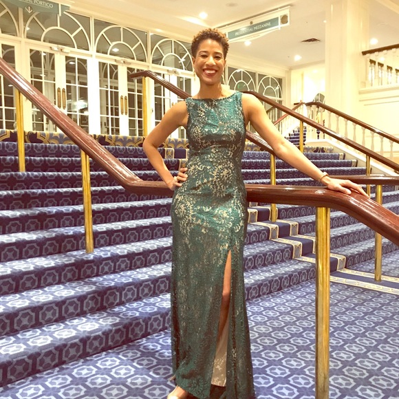 Green Lace Fishtail Dress - Picture 1 of 5